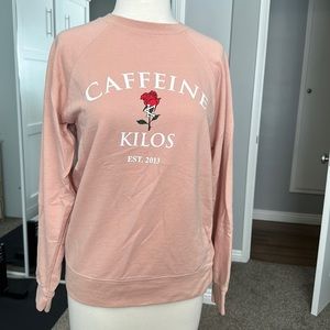 Caffeine and Kilos Light Pink Rose Arch Sweatshirt Size XS